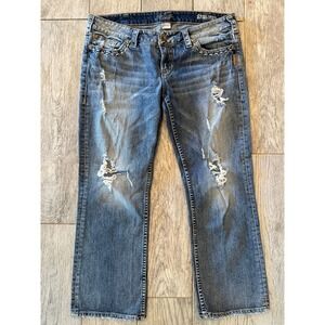 Silver Jeans Santorini Jeans plus size 32 Distressed destroyed‎ Bootcut Boot W32